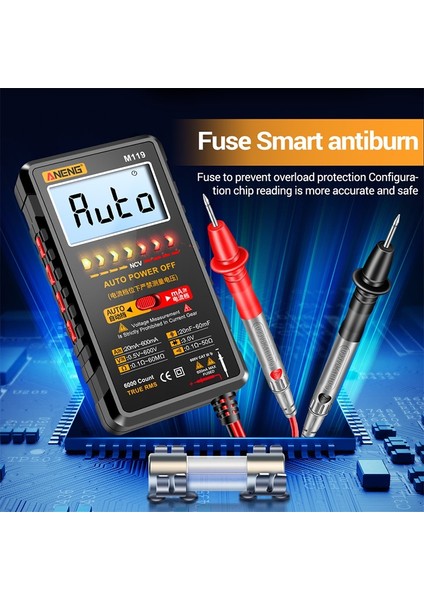 6000 Sayım Multimetre LCD Dijital Multimetre Ac ve Dc Gerilim Akım Kapasite Direnç Diyot Veri Saklama Arkadan Aydınlatmalı Ekran El Feneri ile Ncv Indüksiyonu (Yurt Dışından)
