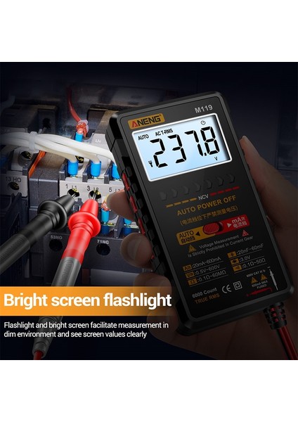 6000 Sayım Multimetre LCD Dijital Multimetre Ac ve Dc Gerilim Akım Kapasite Direnç Diyot Veri Saklama Arkadan Aydınlatmalı Ekran El Feneri ile Ncv Indüksiyonu (Yurt Dışından)