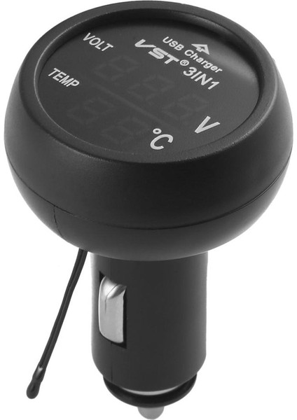 3'ü 1 Arada Dijital LED USB Araç Şarj Cihazı Voltmetre Termometre Araç Akü Monitörü (Yurt Dışından)