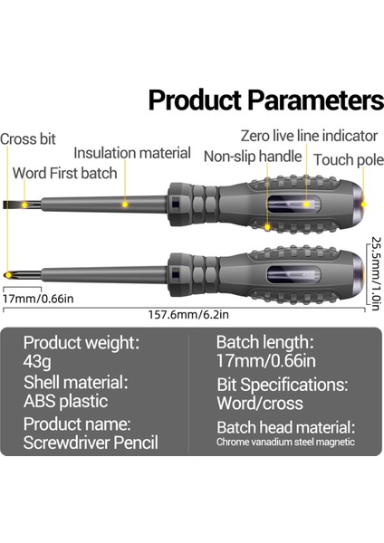 Adet Dijital Gerilim Test Cihazı Kalem Ac Temassız Indüksiyon Test Kalemi Elektrik Tornavida (Yurt Dışından)