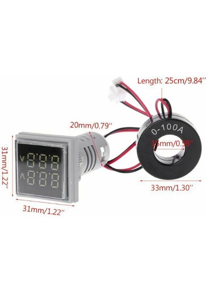【allgood】dijital LED Çift Ekran Voltmetre Ampermetre Gerilim Ölçer Ölçer Ac 60-500V 0-100A (Yurt Dışından)