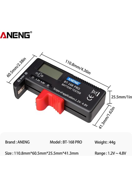 Aneng Pro Dijital Ekran Pil Test Cihazı Aa Aaa CD 9V 1.2V-4.8V Düğme Hücre Volt Test Cihazı (Yurt Dışından)