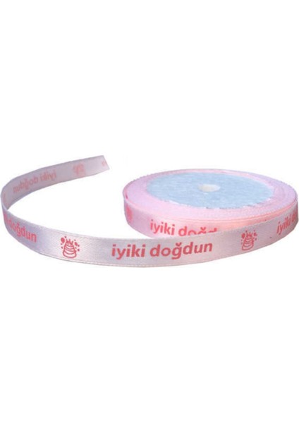 Kurdela Iyiki Doğdun Yazılı 1cm 100MT Pembe P10-60 AR1580P