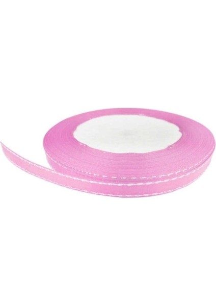 Kenarı Simli Kurdele 6 mm - 228 Metre Pembe