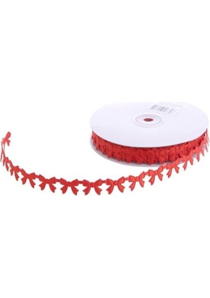 18 Metre Sıralı Fiyonk Dizili Kurdele Kırmızı ( 2 cm )