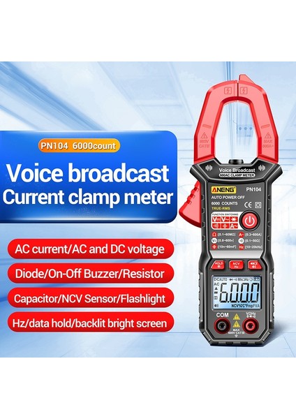 Aneng Dijital Pens Metre Dc/ac Akım 6000 Sayım Multimetre Ampermetre Gerilim Test Cihazı Ncv Ohm Testi Ses Yayını Kelepçe Ampermetre (Yurt Dışından)