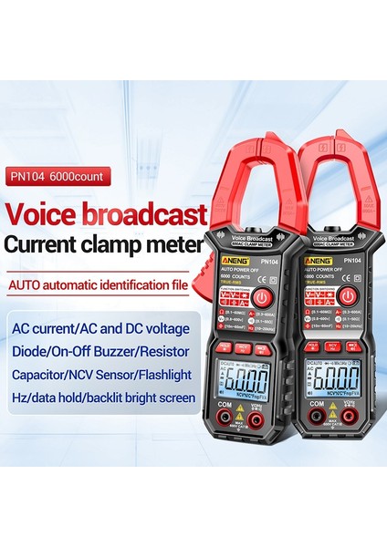 Aneng Dijital Pens Metre Dc/ac Akım 6000 Sayım Multimetre Ampermetre Gerilim Test Cihazı Ncv Ohm Testi Ses Yayını Kelepçe Ampermetre (Yurt Dışından)