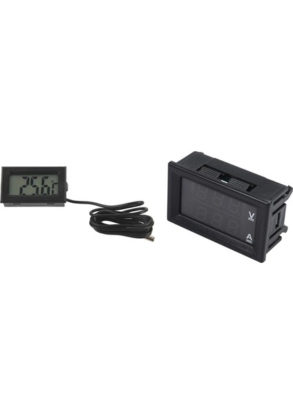 1 Adet DC0-100V 10A LED Dc Çift Ekran Dijital Gerilim Akım Ölçer Kafası ve 1 Adet Dijital LCD Termometre (Yurt Dışından)