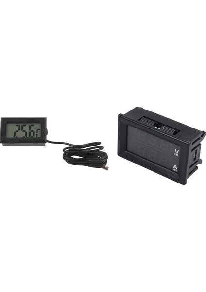 1 Adet DC0-100V 10A LED Dc Çift Ekran Dijital Gerilim Akım Ölçer Kafası ve 1 Adet Dijital LCD Termometre (Yurt Dışından)
