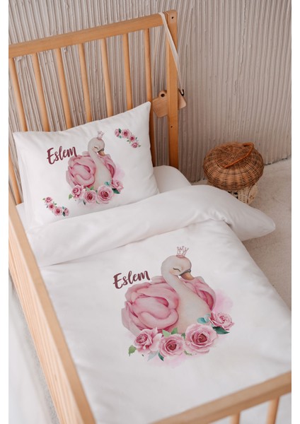 %100 Pamuk Saten Isme Özel 100X150 Bebek Yatak Nevresim Seti