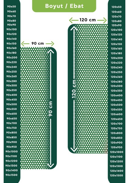 Kaydırmaz Yeşil Bal Petek Paspas EN:90cm 90 x 450 cm
