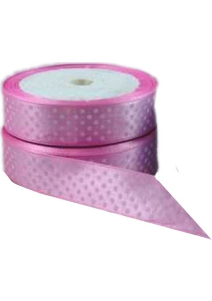 Saten Kurdele Benekli Puantiyeli Kurdele 2 cm - 10 mt Pembe