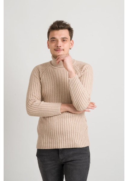 Slimfit Kendinden Çizgili Tam Balıkçı Pamuklu Kalın Triko Erkek Kazak fiyatları
