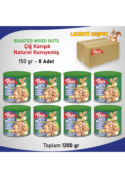 Paşa Kuruyemiş Kavrulmuş Karışık Kuruyemiş Teneke Kutu 150 gr x 8 Adet (1. Kalite)