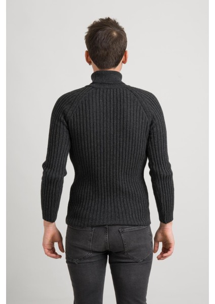 Slimfit Kendinden Çizgili Tam Balıkçı Pamuklu Kalın Triko Erkek Kazak modelleri