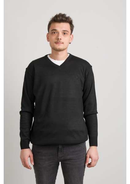 Regular Fit V Yaka Pamuklu Basic Erkek Triko Kazak fiyatları