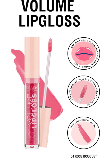Volume Lipgloss 04 Rose Bouquet / Hacim Veren Dudak Parlatıcı 04 Rose Bouquet