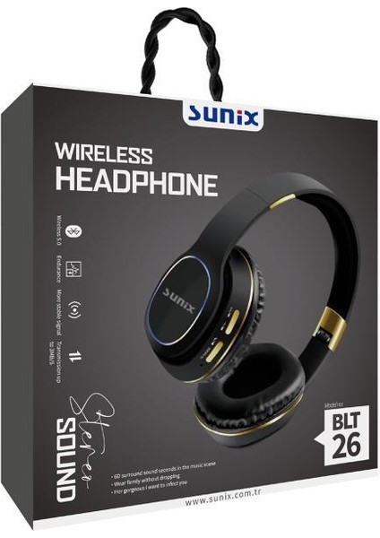 Wireless 5.0 Süper Bass Kulak Üstü Bluetooth Kulaklık Siyah Blt-26
