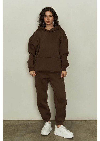 Kadın Kahverengi 3iplik Oversize Eşofman Takımı fiyatları