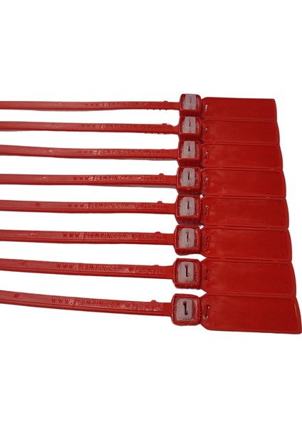 Senkronseals Metal Klipsli Plastik Kayış Mühür Kırmızı Sıra Numaralı- 360MM / 100 Adet fiyatları