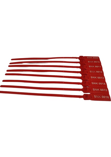Senkronseals Metal Klipsli Plastik Kayış Mühür Kırmızı Sıra Numaralı- 360MM / 100 Adet modelleri
