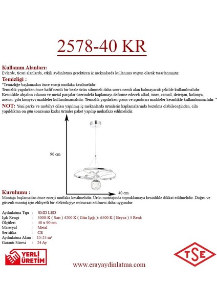 Eray Aydınlatma 2578-40 Krom LED Avize