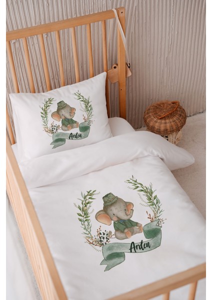 %100 Pamuk Saten Isme Özel 100X150 Bebek Yatak Nevresim Seti