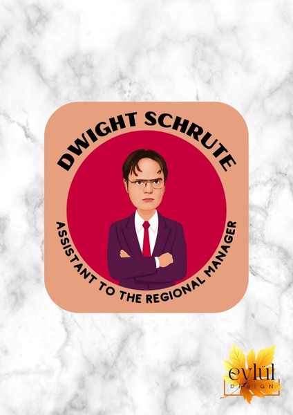 The Office Dwight Schrute Baskılı Özel Tasarım Baskılı Mdf Kare Bardak Altlığı