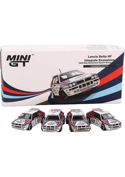 KTYRA52 Nessiworld Mini Gt 1:64 Lancia Delta Hf Integrale Evoluzione 1992 Rally Montecarlo Martini Racing 4'lü Set