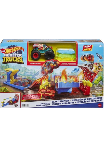 KTYRA52 HFB12 Monster Trucks Patlama Istasyonu Oyun Seti , Hot Wheels Monster Trucks