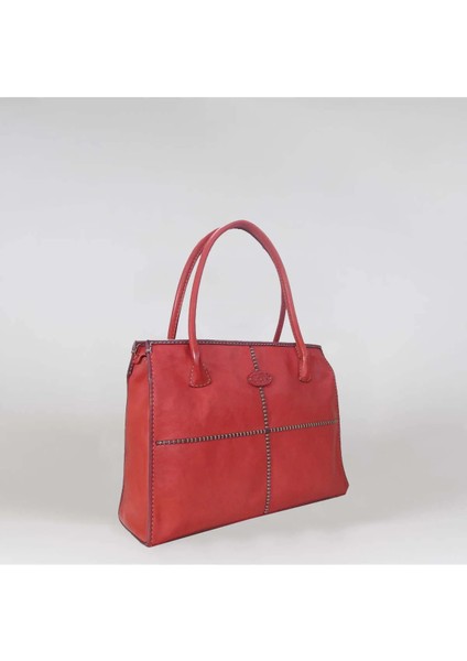 Kadın Yomra Kırmızı Deri Omuz Çanta Nakış Işlemeli