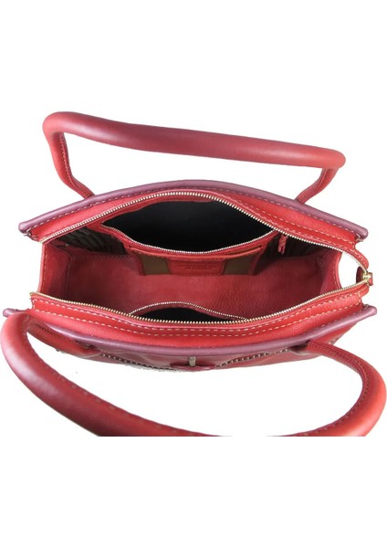 Kadın Yomra Kırmızı Deri Omuz Çanta Nakış Işlemeli fırsatları