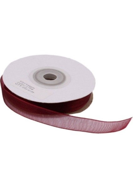 Organze Kurdele 10 mm - 22 Metre Bordo