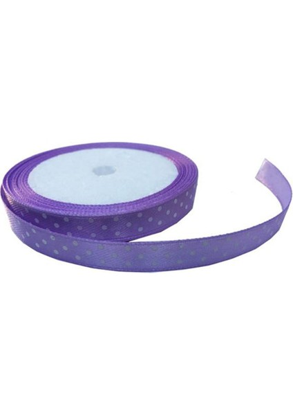 Saten Kurdele Puantiyeli Benekli Kurdele 1 cm - 10 Metre Lila