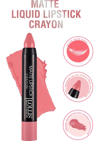 Kalem Ruj 03 Suya Dayanıklı ve Mat Özelliği ile 3.5 g Profesyonel Makyaj İçin