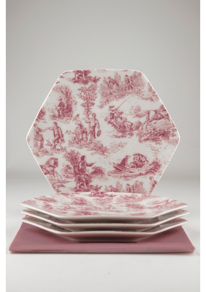 Pembe Ingiliz 4 Parça Tatlı/kurabiye Tabağı