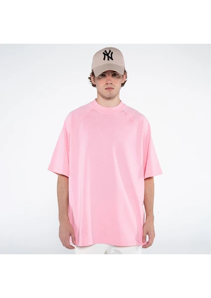 Friday Offset Pina Erkek Pembe  Koton Bisiklet Yaka Oversize Tişört