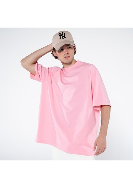 Friday Offset Pina Erkek Pembe  Koton Bisiklet Yaka Oversize Tişört