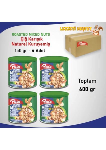 Paşa Kuruyemiş Kavrulmuş Karışık Kuruyemiş Teneke Kutu 150 gr x 4 Adet (1. Kalite)