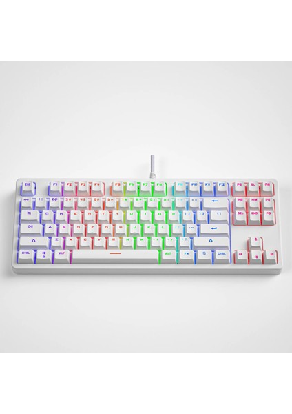 Leaven K870 Blue Switch Mekanik Gaming Oyun Klavyesi Rgb 61 Key Mavi Tuş Type-C Klavye Beyaz