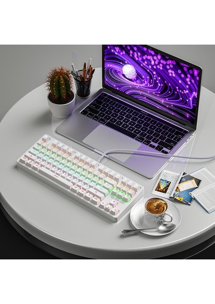 Leaven K870 Blue Switch Mekanik Gaming Oyun Klavyesi Rgb 61 Key Mavi Tuş Type-C Klavye Beyaz indirimleri