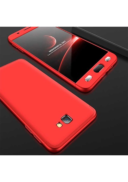 - Samsung Galaxy J7 Prime - Kılıf Parmak izi Yapmayan 3 Parça Ays Kapak - Kırmızı - T10291