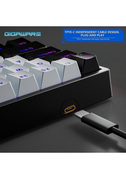 Blue Switch Dark Alien K710 71 Tuş Rgb Gaming Klavye - Mekanik Mavi Tuş Type-C - 2 Kademe Yükseklik Siyahbeyaz