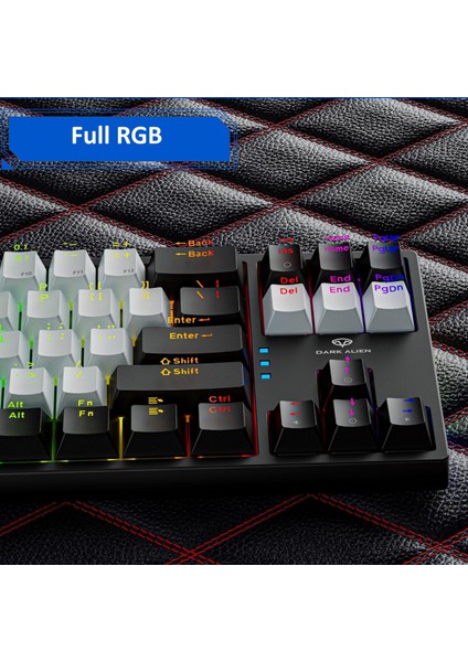 Blue Switch Dark Alien K710 71 Tuş Rgb Gaming Klavye - Mekanik Mavi Tuş Type-C - 2 Kademe Yükseklik Siyahbeyaz