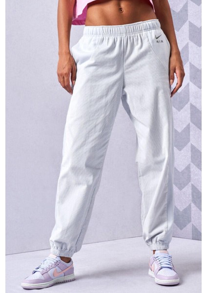 Air Corduroy Fleece Pants Yüksek Bel Fitilli Detay Bol Kesim Kadın Gri Eşofman Altı