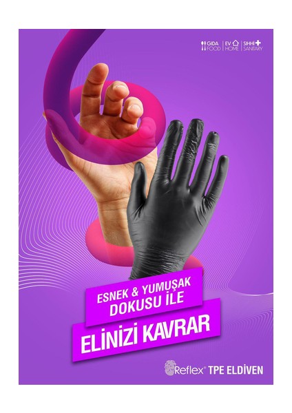 Slımfıt Glove Pudrasız Tek Kullanımlık Gıdaya Uygun Yeni Nesil Teknoloji Siyah L / Xl Beden Eldiven 100'LÜ Paket
