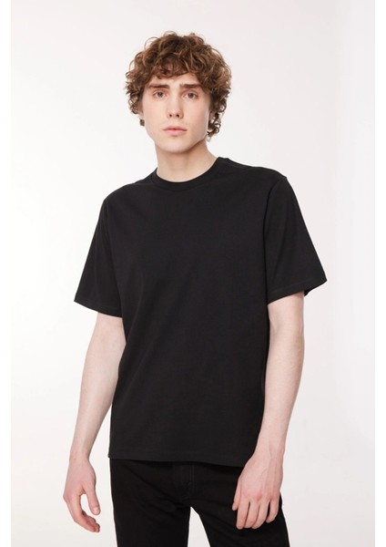 Bisiklet Yaka Pamuk Relaxed Fit T Shirt Erkek T Shirt A9437