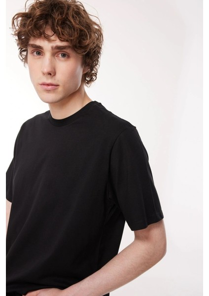 Bisiklet Yaka Pamuk Relaxed Fit T Shirt Erkek T Shirt A9437
