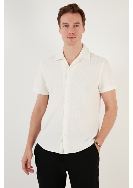 Pamuk Karışımlı Kısa Kollu Regular Fit Erkek Gömlek CF24S115882