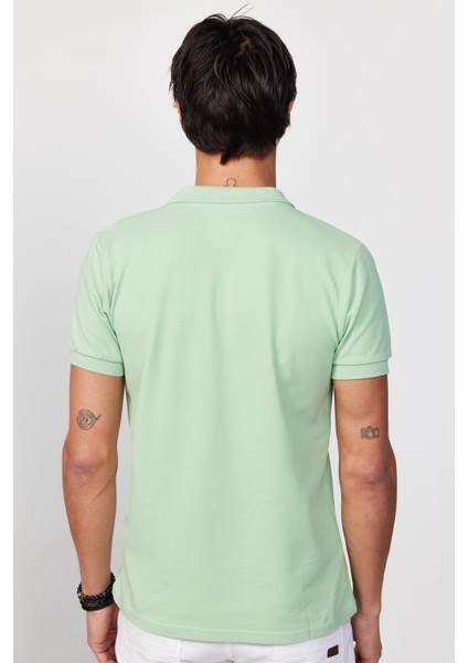 Erkek Slim Fit Dar Kesim Pamuk Düz Pike Yeşil Polo Yaka Tişört indirimleri